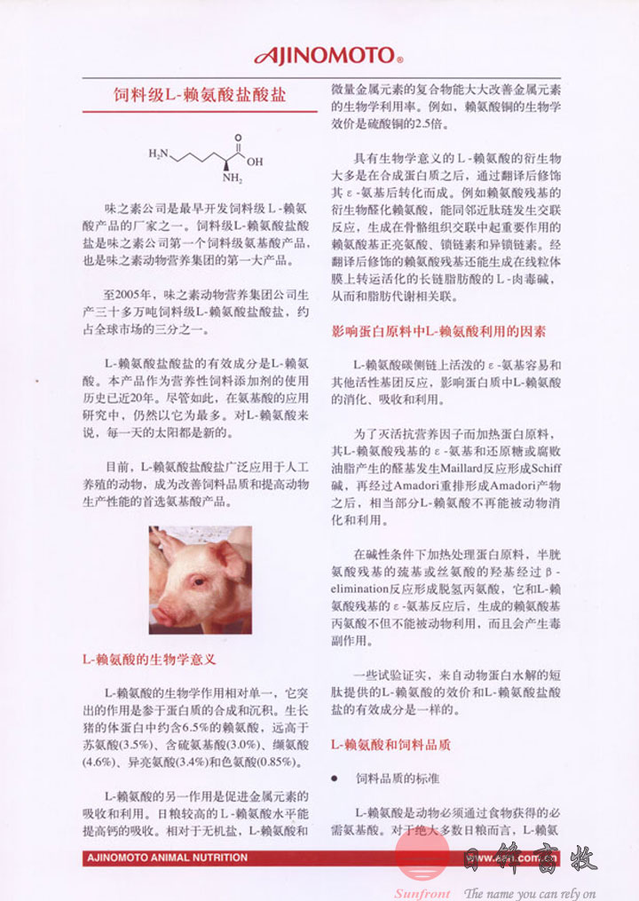 L-赖氨酸盐酸盐（泰国味之素）产品资料