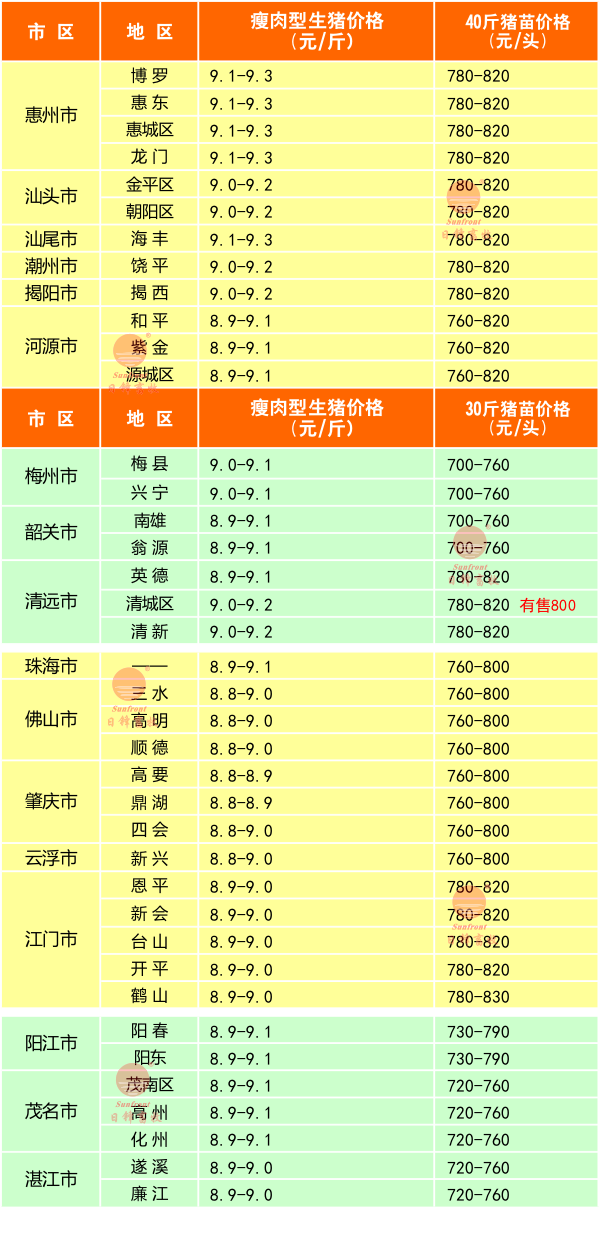 广东猪价行情信息